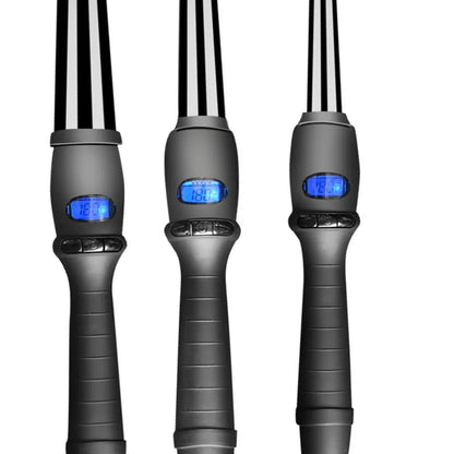 LCD Conical Curling Iron – Ceramic Glaze Pear Flower Cone, Single Tube Hair Curler with Adjustable Temperature (80–210°C) and 360° Rotating Cord