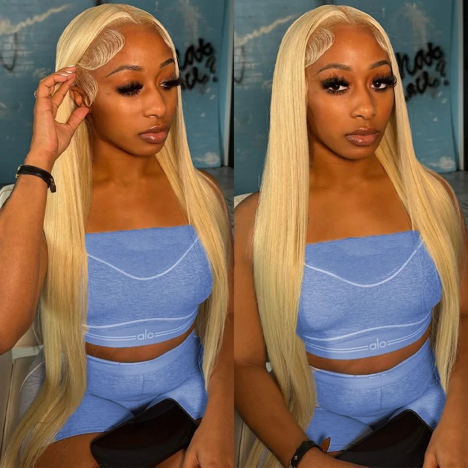 613 Blonde HD Lace Front Wig – 100% Brazilian Virgin Human Hair, Straight 13x6 Transparent Lace Frontal, 250% Density, Pre-Plucked, 30 Inch