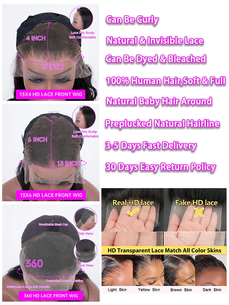 Deep Wave HD Lace Wig 13x6 & 13x4 & 360 – 250% Density Human Hair