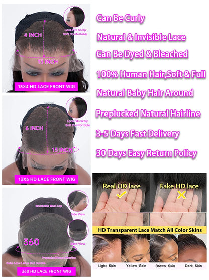 Deep Wave HD Lace Wig 13x6 & 13x4 & 360 – 250% Density Human Hair