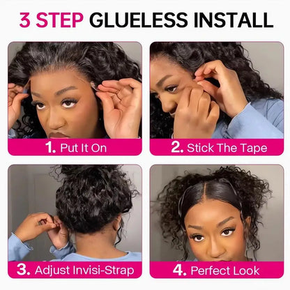 360° HD Full Lace Deep Wave Wig – 100% Brazilian Remy Human Hair, 13x6 Lace Frontal, Glueless Invisible Strap, Pre-Plucked with Baby Hair, 30–40 Inch, 200% Density