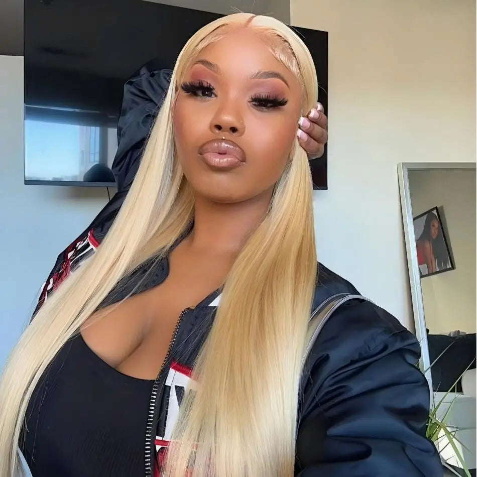 613 Blonde HD Lace Front Wig – 100% Brazilian Virgin Human Hair, Straight 13x6 Transparent Lace Frontal, 250% Density, Pre-Plucked, 30 Inch