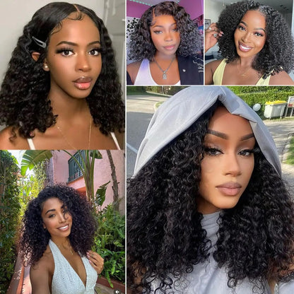 Short Curly Water Wave HD Lace Front Wig – 100% Indian Remy Human Hair, 13x4 / 13x6 Transparent Lace, Pre-Plucked Bob Wig with Baby Hair, 180% Density