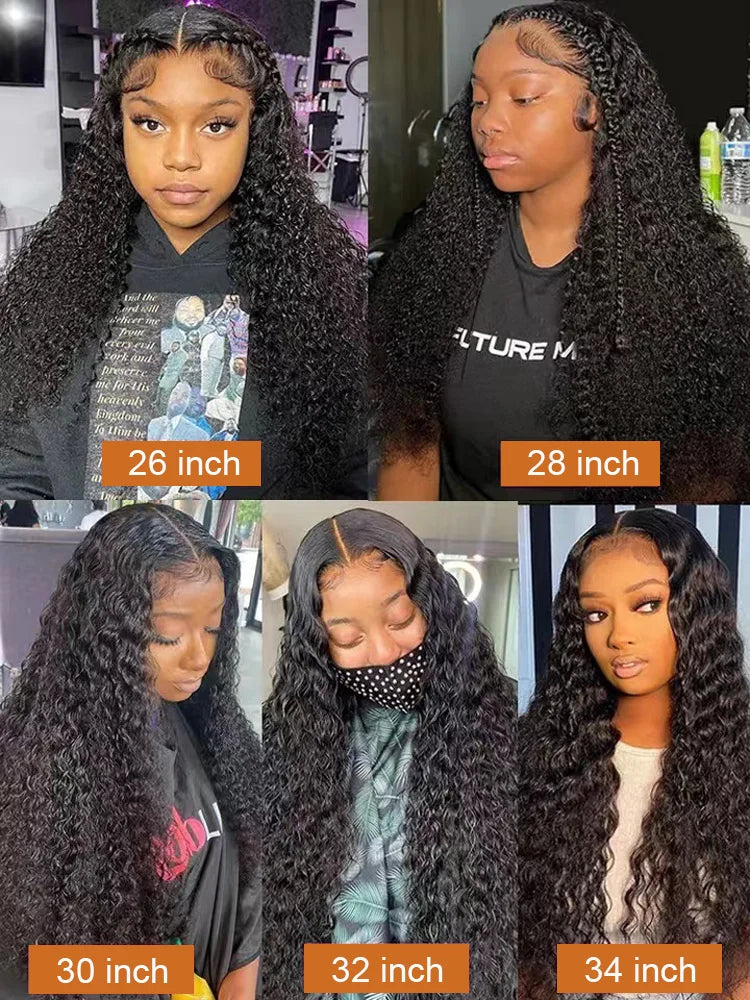 Deep Wave 13x4 / 13x6 HD Lace Front Wig – 100% Brazilian Remy Human Hair, 180% Density, Water Wave Texture, Pre-Plucked & Long 26-Inch+