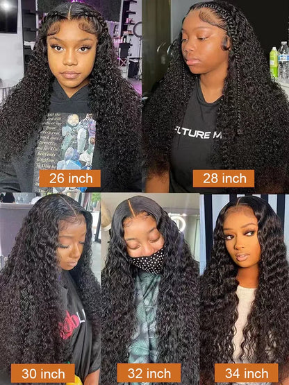 Deep Wave 13x4 / 13x6 HD Lace Front Wig – 100% Brazilian Remy Human Hair, 180% Density, Water Wave Texture, Pre-Plucked & Long 26-Inch+