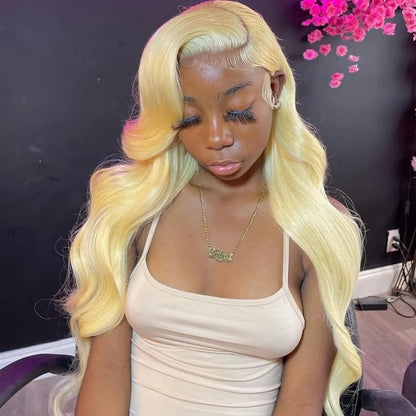 613 Blonde HD Lace Front Wig – 100% Brazilian Human Hair, 13x4 / 13x6 Lace Frontal, Body Wave, 30 Inch, 250% Density, Pre-Plucked with Baby Hair