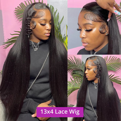 Brazilian Bone Straight 13x6 HD Lace Front Wig – 100% Remy Human Hair, 300% Density, 30–40 Inch Long, Pre-Plucked for Black Women