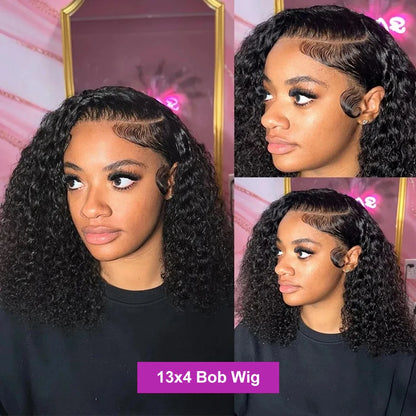 Ready-to-Wear Glueless Deep Wave Lace Frontal Wig – 100% Human Hair, 13x4 & 7x5 HD Lace, 250% Density, Pre-Plucked Bob Wig (8”–14”)