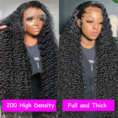 Deep Wave HD Lace Front Wig – 100% Brazilian Human Hair – Pre-Plucked, 200% Density – 24" to 40"