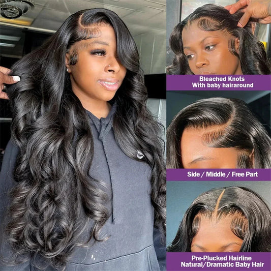 250% Density Body Wave 13x6 HD Lace Front Wig – 360 Lace Frontal Brazilian Human Hair, Pre-Plucked, 100% Real Hair