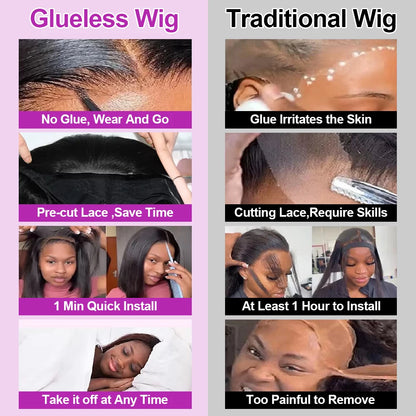 Short Bob 13x6 HD Lace Frontal Wig – 100% Brazilian Remy Human Hair, Bone Straight, Glueless & Pre-Cut 7x5 Closure, Ready to Wear