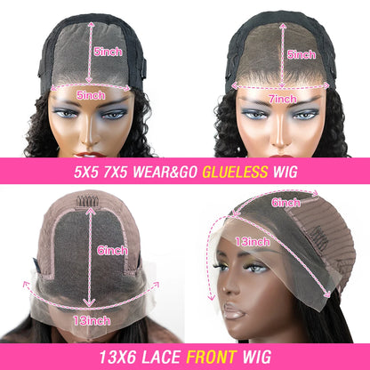 Kinky Curly 13x6 HD Lace Front Wig – 100% Brazilian Remy Human Hair, 4C Afro Texture, Glueless, Pre-Plucked with Baby Hair, 7x5 HD Closure Option