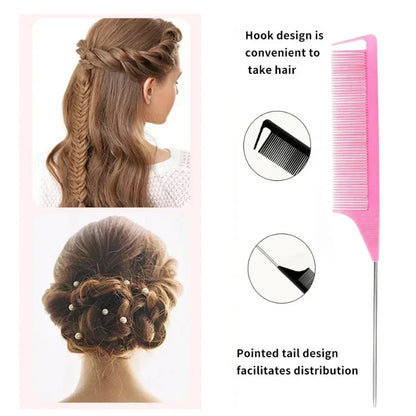 3–10 PCS Hair Styling Comb Set – Teasing Brush, Rat Tail Comb, Edge Brush & Braid Loop Tools for Professional Hairdressing