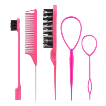 3–10 PCS Hair Styling Comb Set – Teasing Brush, Rat Tail Comb, Edge Brush & Braid Loop Tools for Professional Hairdressing
