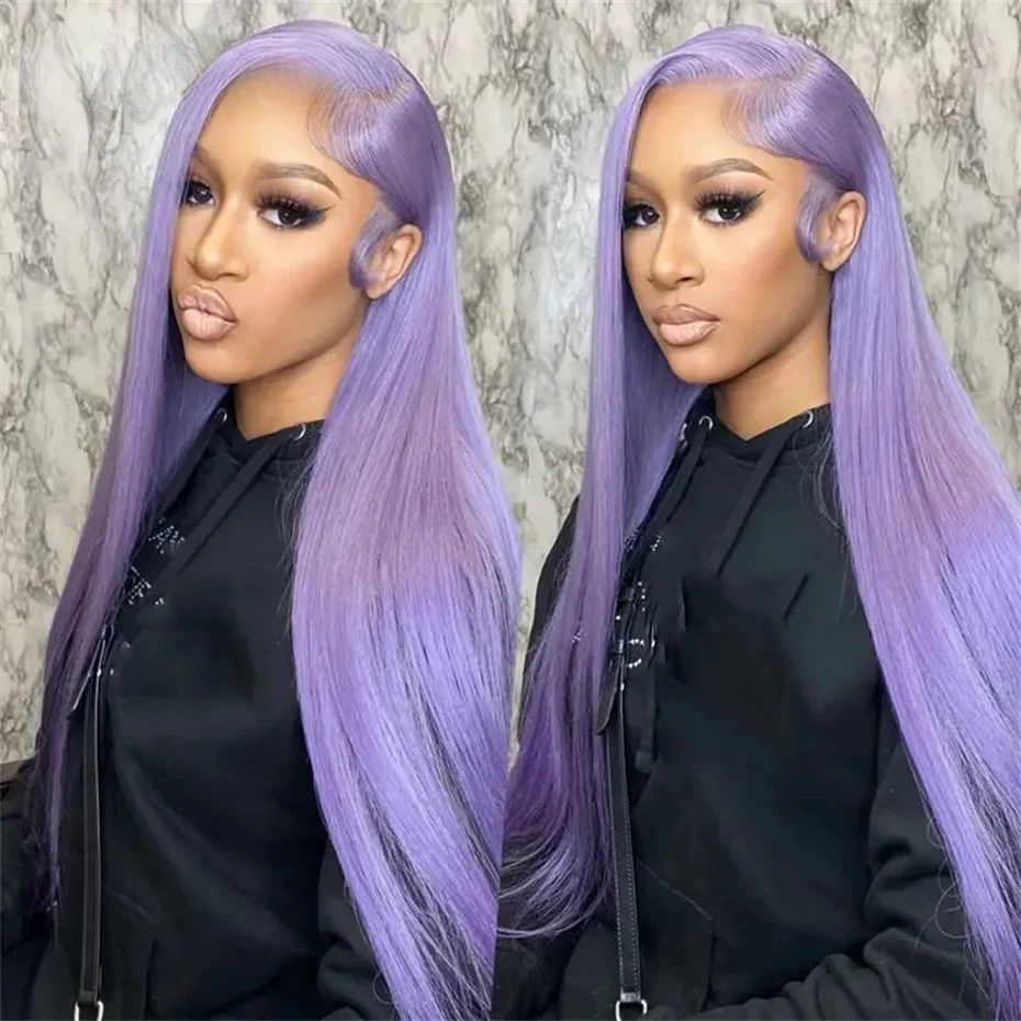 Lavender 13x6 HD Lace Front Wig – 100% Brazilian Remy Human Hair, 613 Blonde Base, Long Straight, Pre-Plucked with Baby Hair, Transparent Lace
