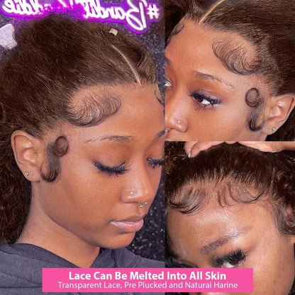 Chocolate Brown Curly Wig – 13x4 & 13x6 HD Lace Front, Brazilian Human Hair, Pre-Plucked with Baby Hair, 200% Density