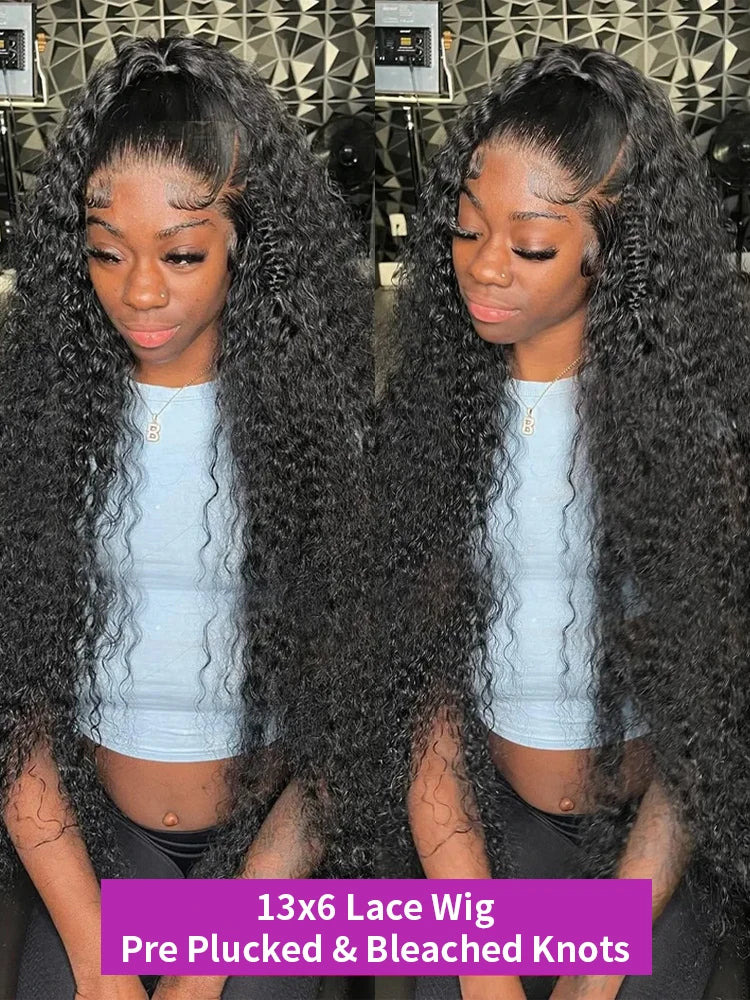 Transparent 250% Density Water Culry 360 Full Lace Frontal Wig Human Hair 40Inch Deep Wave 13x4 13x6 Hd Lace Front Wig For Women