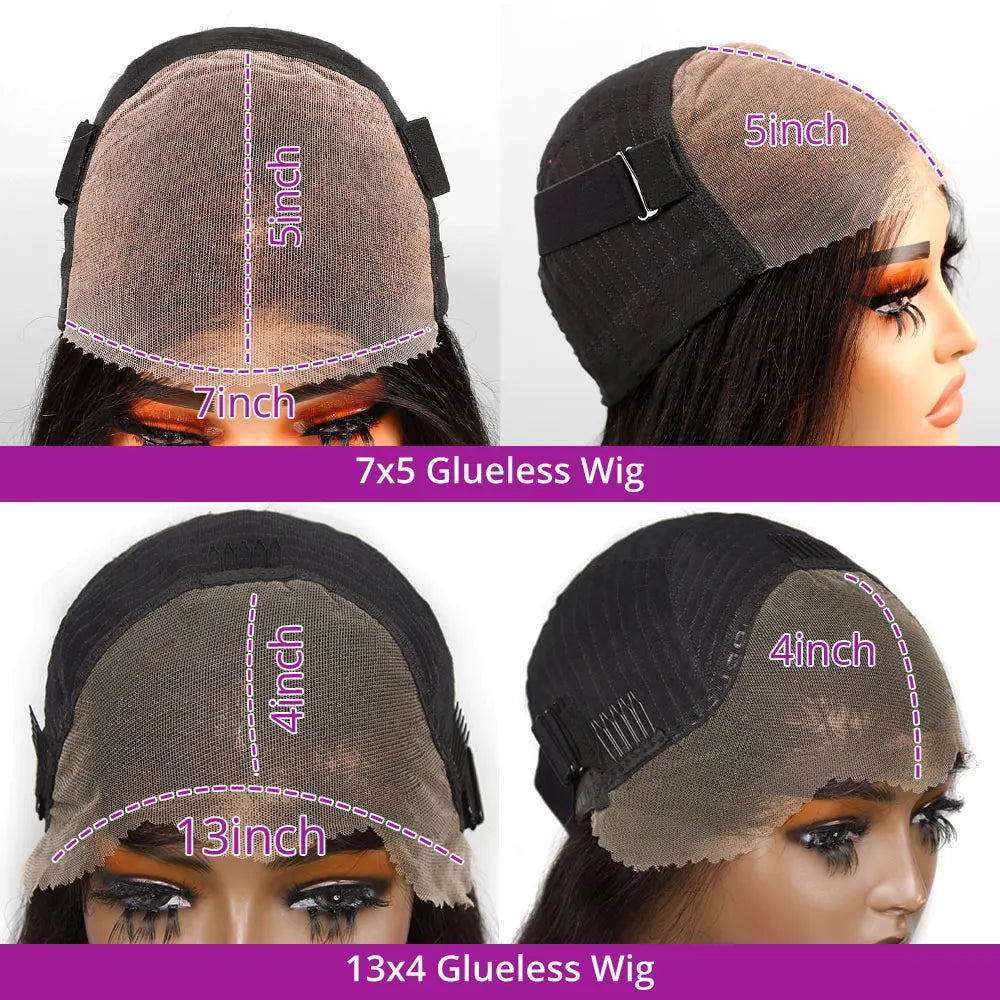 Ready-to-Wear Glueless Deep Wave Lace Frontal Wig – 100% Human Hair, 13x4 & 7x5 HD Lace, 250% Density, Pre-Plucked Bob Wig (8”–14”)