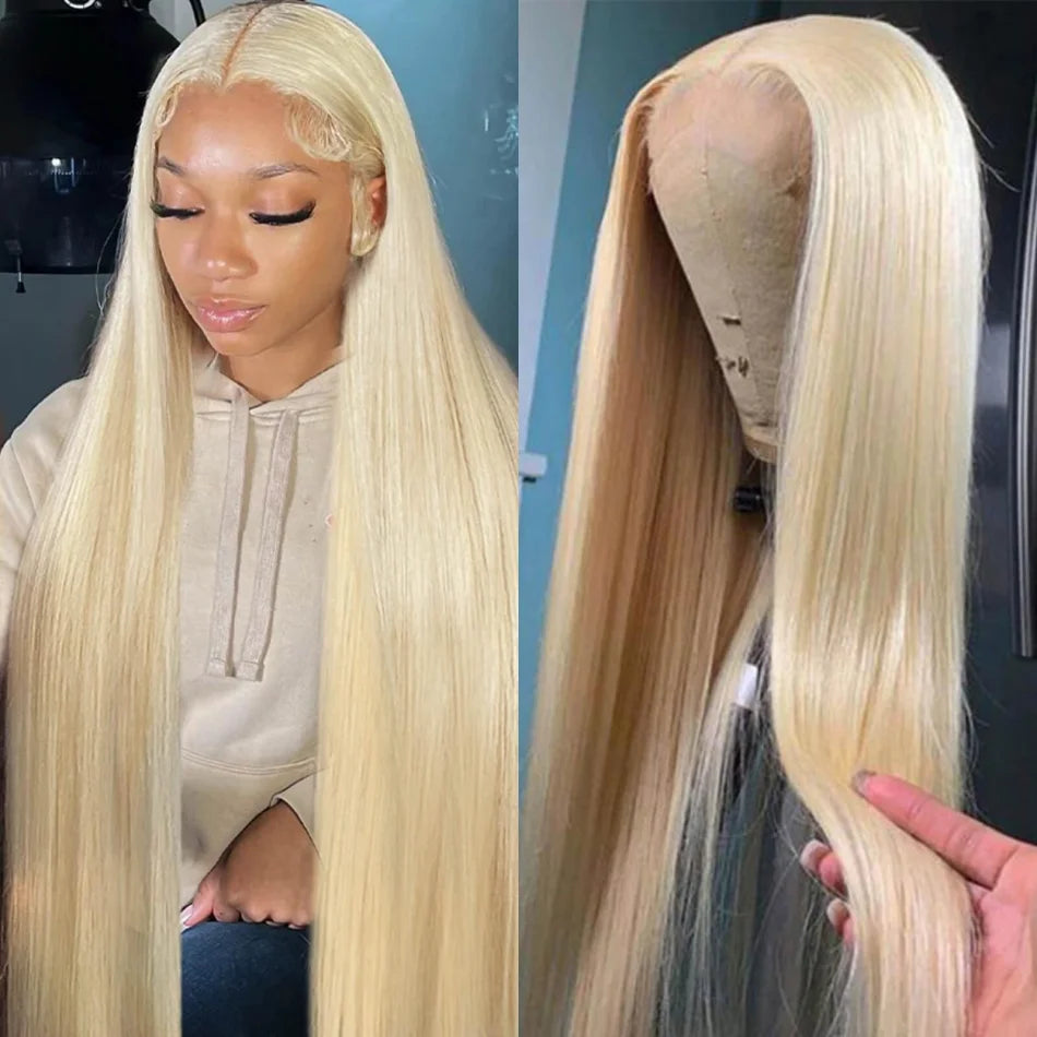 613 Blonde HD Lace Front Wig – 100% Brazilian Virgin Human Hair, Straight 13x6 Transparent Lace Frontal, 250% Density, Pre-Plucked, 30 Inch
