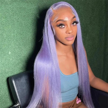 Lavender 13x6 HD Lace Front Wig – 100% Brazilian Remy Human Hair, 613 Blonde Base, Long Straight, Pre-Plucked with Baby Hair, Transparent Lace