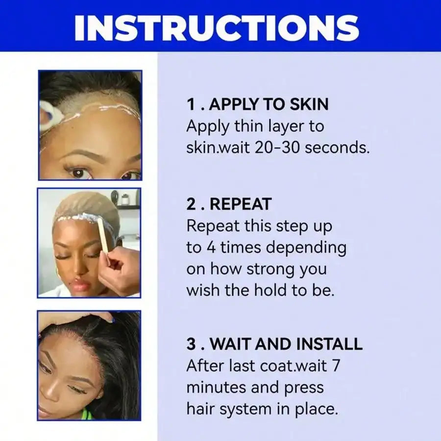 Super Lace Wig Glue with Remover Set – Strong Hold Adhesive for Lace Wigs, Toupees & Closures | Long-Lasting, Waterproof & Skin-Safe