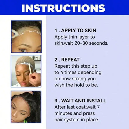 Super Lace Wig Glue with Remover Set – Strong Hold Adhesive for Lace Wigs, Toupees & Closures | Long-Lasting, Waterproof & Skin-Safe