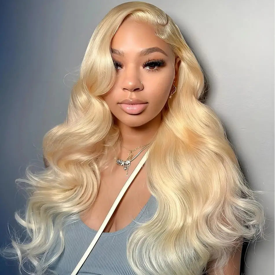 613 Blonde HD Lace Front Wig – 100% Brazilian Human Hair, 13x4 / 13x6 Lace Frontal, Body Wave, 30 Inch, 250% Density, Pre-Plucked with Baby Hair