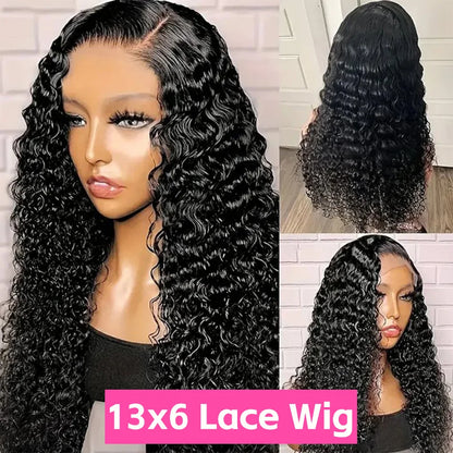 Deep Wave HD Lace Front Wig – 100% Brazilian Human Hair – Pre-Plucked, 200% Density – 24" to 40"