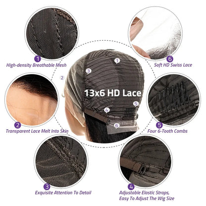 Chocolate Brown Straight Human Hair HD Lace Front Wig | 13x4 or 13x6 | 18"–30" | 200%–220% Density
