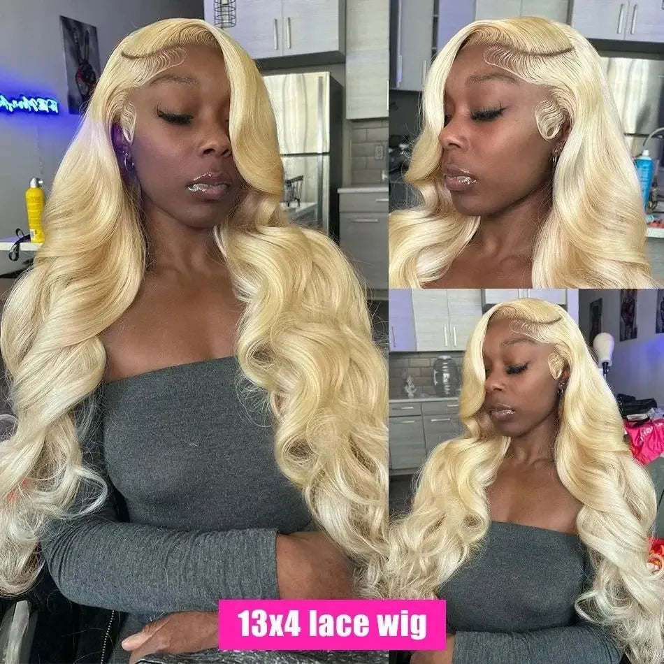 613 Blonde HD Lace Front Wig – 100% Brazilian Human Hair, 13x4 / 13x6 Lace Frontal, Body Wave, 30 Inch, 250% Density, Pre-Plucked with Baby Hair