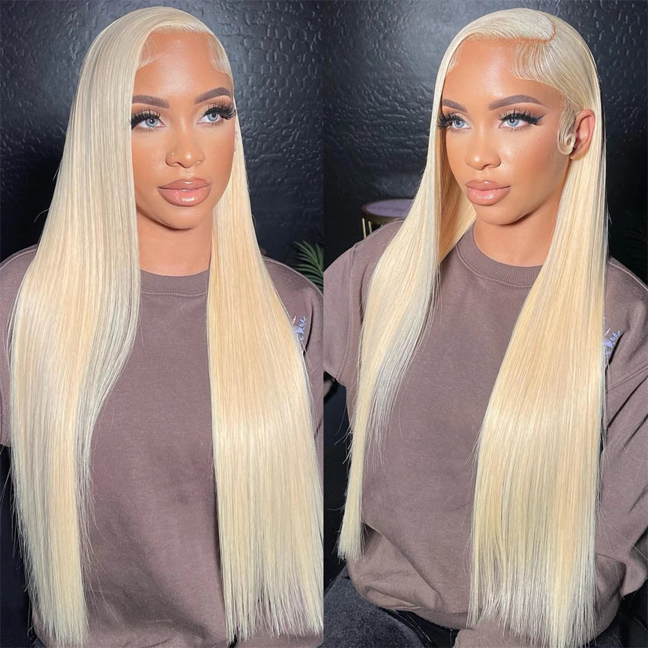 Lavender 13x6 HD Lace Front Wig – 100% Brazilian Remy Human Hair, 613 Blonde Base, Long Straight, Pre-Plucked with Baby Hair, Transparent Lace