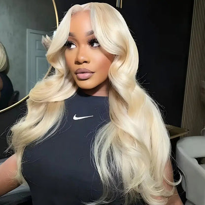 613 Blonde HD Lace Front Wig – 100% Brazilian Human Hair, 13x4 / 13x6 Lace Frontal, Body Wave, 30 Inch, 250% Density, Pre-Plucked with Baby Hair