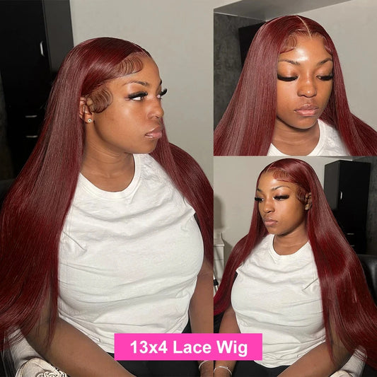Reddish Brown 13x6 HD Lace Front Wig – 100% Vietnamese Double Drawn Human Hair, Bone Straight, Glueless, Pre-Plucked & Bleached Knots