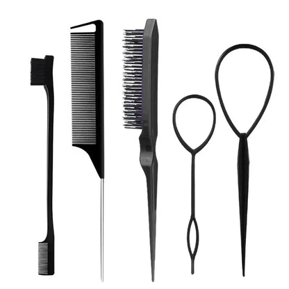 3–10 PCS Hair Styling Comb Set – Teasing Brush, Rat Tail Comb, Edge Brush & Braid Loop Tools for Professional Hairdressing